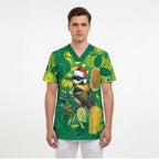 Aussie Honeyeaters Banksia Christmas Scrub Top Aboriginal Dots Painting Green Motif - Aussie Hoodie