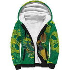 Aussie Honeyeaters Banksia Christmas Sherpa Hoodie Aboriginal Dots Painting Green Motif - Aussie Hoodie
