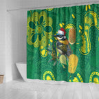 Aussie Honeyeaters Banksia Christmas Shower Curtain Aboriginal Dots Painting Green Motif - Aussie Hoodie