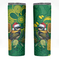 Aussie Honeyeaters Banksia Christmas Skinny Tumbler Aboriginal Dots Painting Green Motif - Aussie Hoodie
