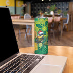 Aussie Honeyeaters Banksia Christmas Skinny Tumbler Aboriginal Dots Painting Green Motif - Aussie Hoodie