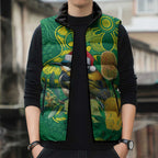 Aussie Honeyeaters Banksia Christmas Sleeveless Puffer Jacket Aboriginal Dots Painting Green Motif - Aussie Hoodie
