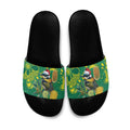 Aussie Honeyeaters Banksia Christmas Slide Sandals Aboriginal Dots Painting Green Motif - Aussie Hoodie