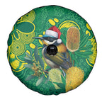 Aussie Honeyeaters Banksia Christmas Spare Tire Cover Aboriginal Dots Painting Green Motif - Aussie Hoodie