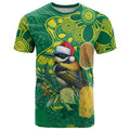 Aussie Honeyeaters Banksia Christmas T Shirt Aboriginal Dots Painting Green Motif - Aussie Hoodie