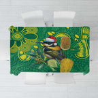 Aussie Honeyeaters Banksia Christmas Tablecloth Aboriginal Dots Painting Green Motif - Aussie Hoodie