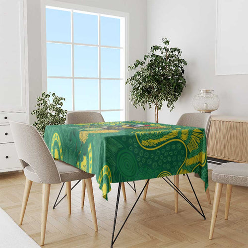 Aussie Honeyeaters Banksia Christmas Tablecloth Aboriginal Dots Painting Green Motif - Aussie Hoodie