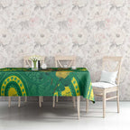 Aussie Honeyeaters Banksia Christmas Tablecloth Aboriginal Dots Painting Green Motif - Aussie Hoodie