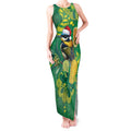 Aussie Honeyeaters Banksia Christmas Tank Maxi Dress Aboriginal Dots Painting Green Motif - Aussie Hoodie