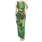 Aussie Honeyeaters Banksia Christmas Tank Maxi Dress Aboriginal Dots Painting Green Motif - Aussie Hoodie