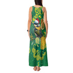 Aussie Honeyeaters Banksia Christmas Tank Maxi Dress Aboriginal Dots Painting Green Motif - Aussie Hoodie