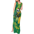 Aussie Honeyeaters Banksia Christmas Tank Maxi Dress Aboriginal Dots Painting Green Motif - Aussie Hoodie