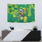 Aussie Honeyeaters Banksia Christmas Tapestry Aboriginal Dots Painting Green Motif - Aussie Hoodie