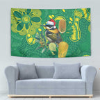 Aussie Honeyeaters Banksia Christmas Tapestry Aboriginal Dots Painting Green Motif - Aussie Hoodie