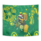 Aussie Honeyeaters Banksia Christmas Tapestry Aboriginal Dots Painting Green Motif - Aussie Hoodie