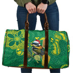 Aussie Honeyeaters Banksia Christmas Travel Bag Aboriginal Dots Painting Green Motif - Aussie Hoodie