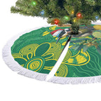 Aussie Honeyeaters Banksia Christmas Tree Skirt Aboriginal Dots Painting Green Motif - Aussie Hoodie
