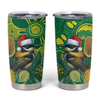 Aussie Honeyeaters Banksia Christmas Tumbler Cup Aboriginal Dots Painting Green Motif - Aussie Hoodie