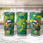 Aussie Honeyeaters Banksia Christmas Tumbler Cup Aboriginal Dots Painting Green Motif - Aussie Hoodie
