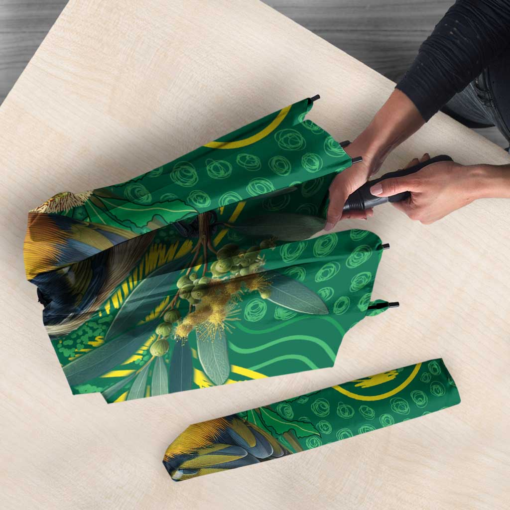 Aussie Honeyeaters Banksia Christmas Umbrella Aboriginal Dots Painting Green Motif - Aussie Hoodie
