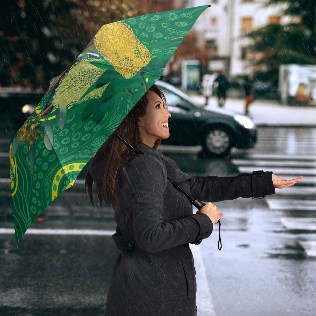 Aussie Honeyeaters Banksia Christmas Umbrella Aboriginal Dots Painting Green Motif - Aussie Hoodie