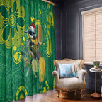 Aussie Honeyeaters Banksia Christmas Window Curtain Aboriginal Dots Painting Green Motif - Aussie Hoodie