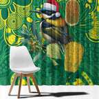 Aussie Honeyeaters Banksia Christmas Window Curtain Aboriginal Dots Painting Green Motif - Aussie Hoodie