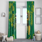 Aussie Honeyeaters Banksia Christmas Window Curtain Aboriginal Dots Painting Green Motif - Aussie Hoodie