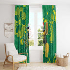 Aussie Honeyeaters Banksia Christmas Window Curtain Aboriginal Dots Painting Green Motif - Aussie Hoodie