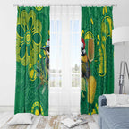 Aussie Honeyeaters Banksia Christmas Window Curtain Aboriginal Dots Painting Green Motif - Aussie Hoodie
