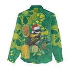 Aussie Honeyeaters Banksia Christmas Women Casual Shirt Aboriginal Dots Painting Green Motif - Aussie Hoodie