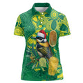 Aussie Honeyeaters Banksia Christmas Women Polo Shirt Aboriginal Dots Painting Green Motif - Aussie Hoodie