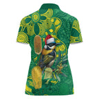 Aussie Honeyeaters Banksia Christmas Women Polo Shirt Aboriginal Dots Painting Green Motif - Aussie Hoodie