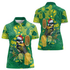 Aussie Honeyeaters Banksia Christmas Women Polo Shirt Aboriginal Dots Painting Green Motif - Aussie Hoodie