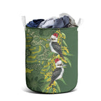 Aussie Kokaburra Golden Wattle Christmas Laundry Basket Aboriginal Dots Painting Green Motif - Aussie Hoodie