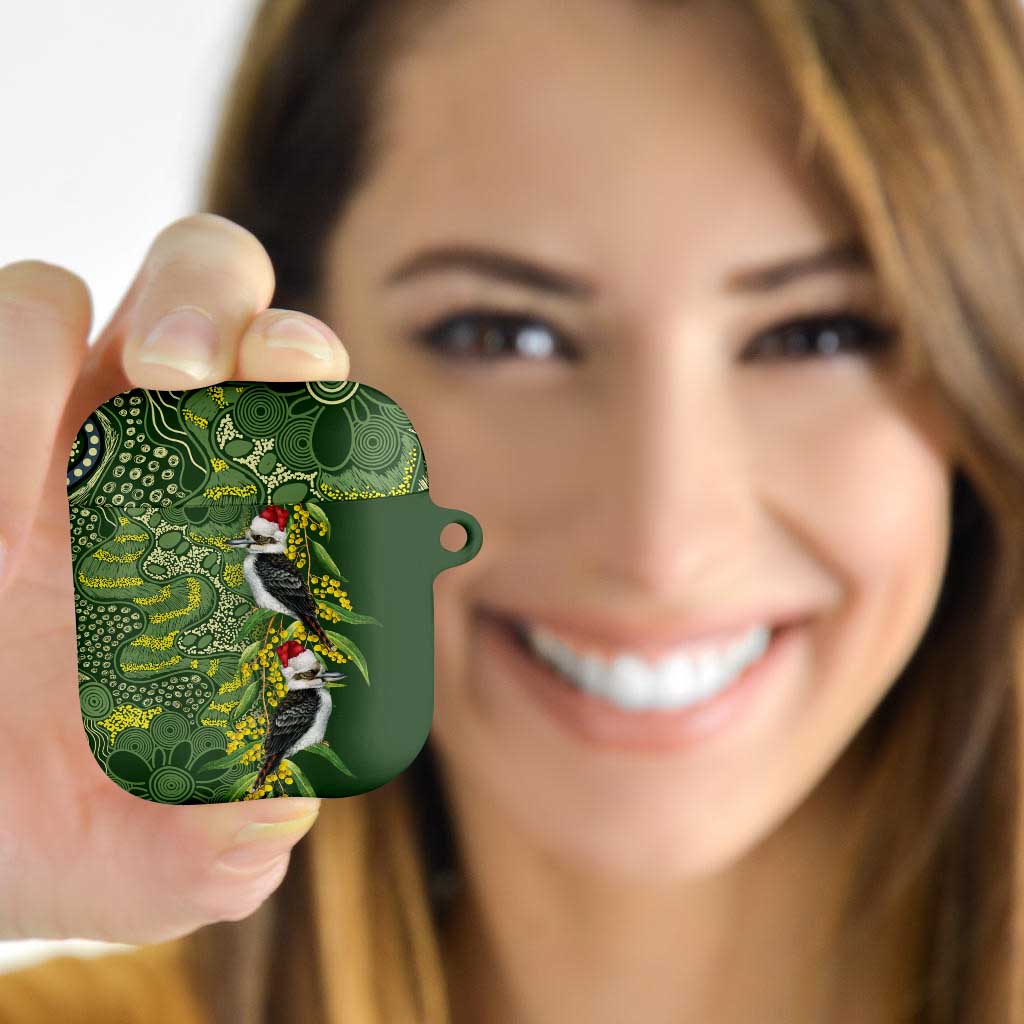 Aussie Kokaburra Golden Wattle Christmas AirPods Case Aboriginal Dots Painting Green Motif - Aussie Hoodie