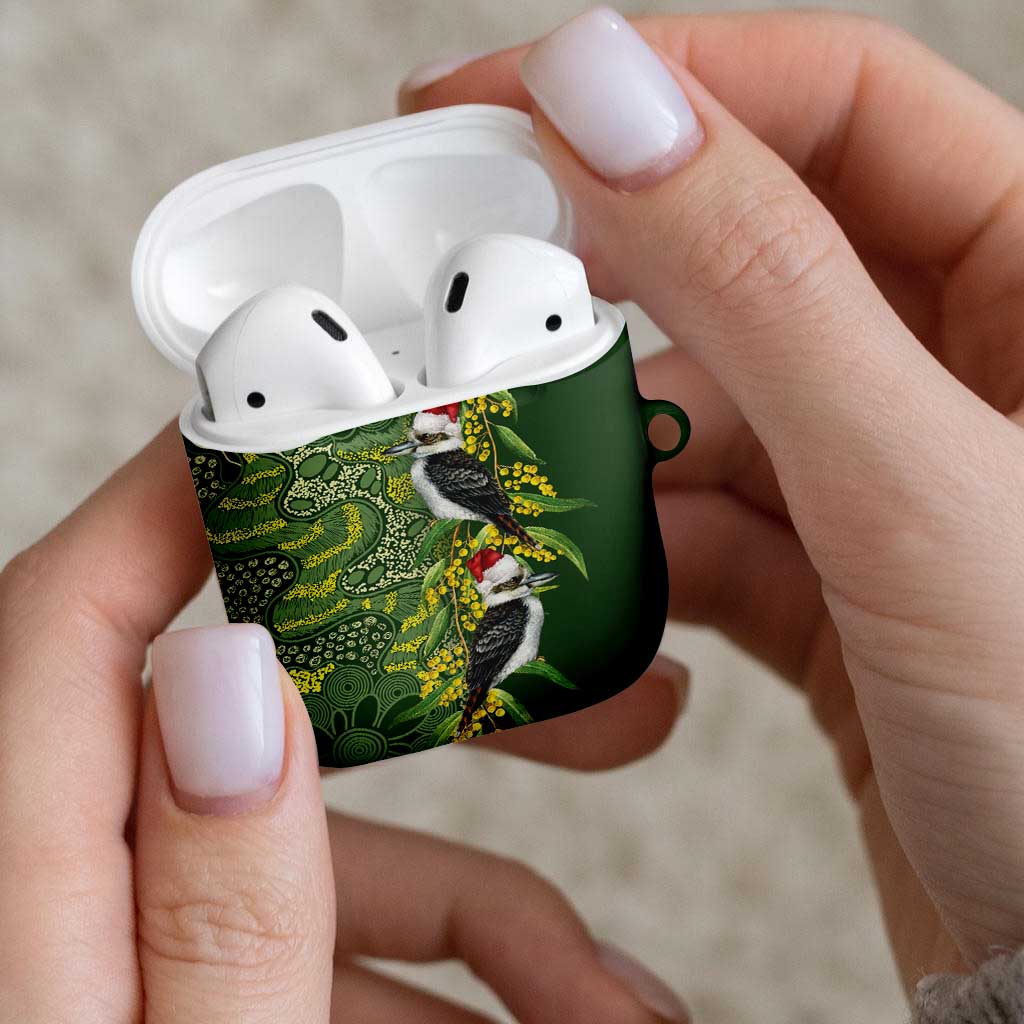 Aussie Kokaburra Golden Wattle Christmas AirPods Case Aboriginal Dots Painting Green Motif - Aussie Hoodie