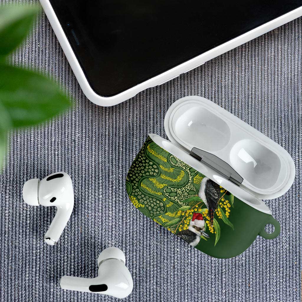 Aussie Kokaburra Golden Wattle Christmas AirPods Case Aboriginal Dots Painting Green Motif - Aussie Hoodie