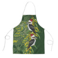 Aussie Kokaburra Golden Wattle Christmas Apron Aboriginal Dots Painting Green Motif - Aussie Hoodie