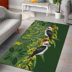 Aussie Kokaburra Golden Wattle Christmas Area Rug Aboriginal Dots Painting Green Motif - Aussie Hoodie