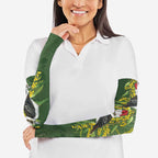 Aussie Kokaburra Golden Wattle Christmas Arm Sleeves Aboriginal Dots Painting Green Motif - Aussie Hoodie
