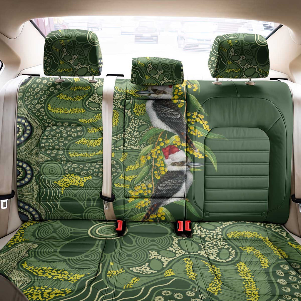 Aussie Kokaburra Golden Wattle Christmas Back Car Seat Cover Aboriginal Dots Painting Green Motif - Aussie Hoodie