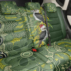 Aussie Kokaburra Golden Wattle Christmas Back Car Seat Cover Aboriginal Dots Painting Green Motif - Aussie Hoodie