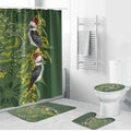 Aussie Kokaburra Golden Wattle Christmas Bathroom Set Aboriginal Dots Painting Green Motif - Aussie Hoodie