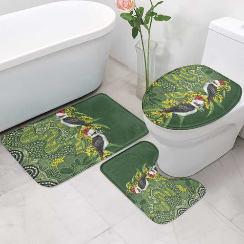 Aussie Kokaburra Golden Wattle Christmas Bathroom Set Aboriginal Dots Painting Green Motif - Aussie Hoodie
