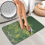 Aussie Kokaburra Golden Wattle Christmas Bathroom Set Aboriginal Dots Painting Green Motif - Aussie Hoodie