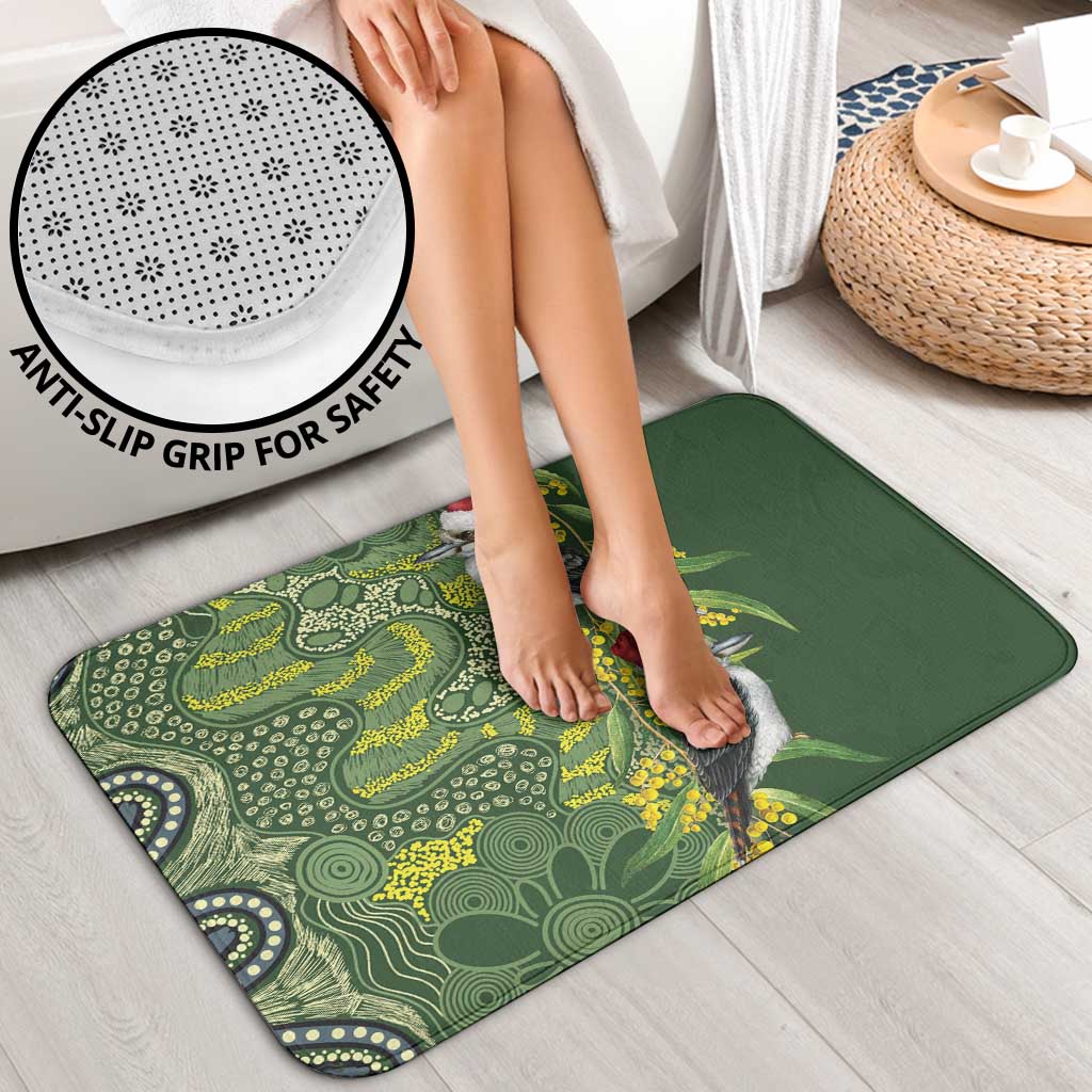Aussie Kokaburra Golden Wattle Christmas Bathroom Set Aboriginal Dots Painting Green Motif - Aussie Hoodie