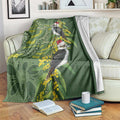 Aussie Kokaburra Golden Wattle Christmas Blanket Aboriginal Dots Painting Green Motif - Aussie Hoodie