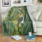 Aussie Kokaburra Golden Wattle Christmas Blanket Aboriginal Dots Painting Green Motif - Aussie Hoodie