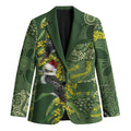 Aussie Kokaburra Golden Wattle Christmas Blazer Aboriginal Dots Painting Green Motif - Aussie Hoodie